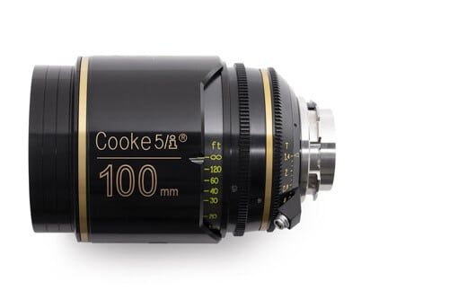 Side view of a 100mm focal length Cooke 5/i lens